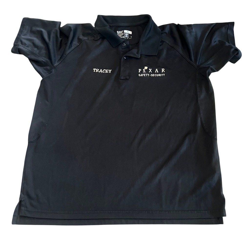 Disney Pixar Animations Employee Mens Polo Shirt Safety Security XL Black Crew